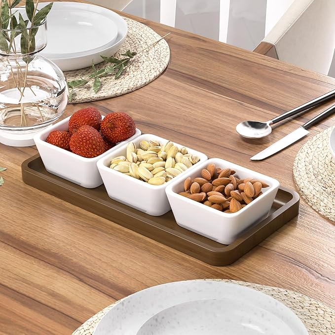 Weenson Bathroom Vanity Tray for Soap Dispenser, Perfume, Makeup, Dresser Jewelry, Decor, Candle, Bamboo Kitchen Tray for Counter Coffee Spice Salt Brown Toilet Tank Tray11.81”L x 6.1”W x 0.79”H