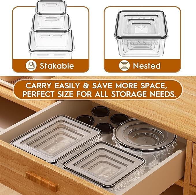 40 Pcs Food Storage Containers with Lids Airtight (20 Containers & 20 Lids), Plastic Meal Prep Container for Pantry & Kitchen Organization, BPA-Free, Leak-Proof with Labels & Marker Pen