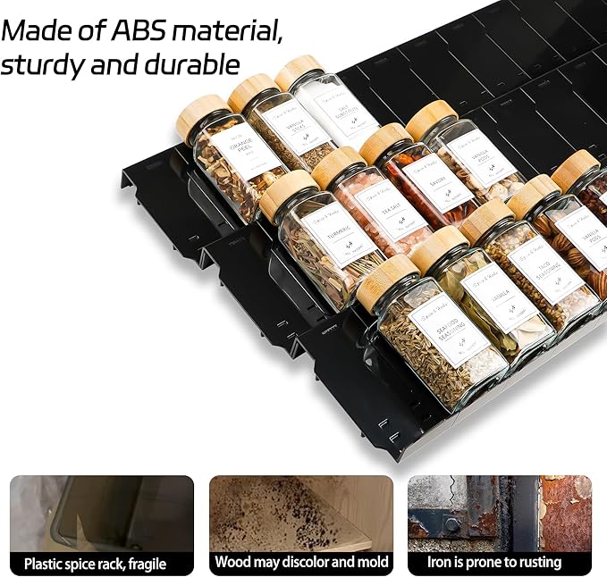 Spice Drawer Organizer - 48 Pack Transparent Acrylic Spice Rack (Jars not included)