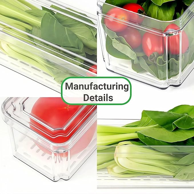 10 Pack Fridge Organizer, Stackable Refrigerator Organizer Bins with Lids, Fruit Storage Containers for Storage Clear for Food, Drinks, Vegetable Clear Plastic Fridge Organizers Tool Storage