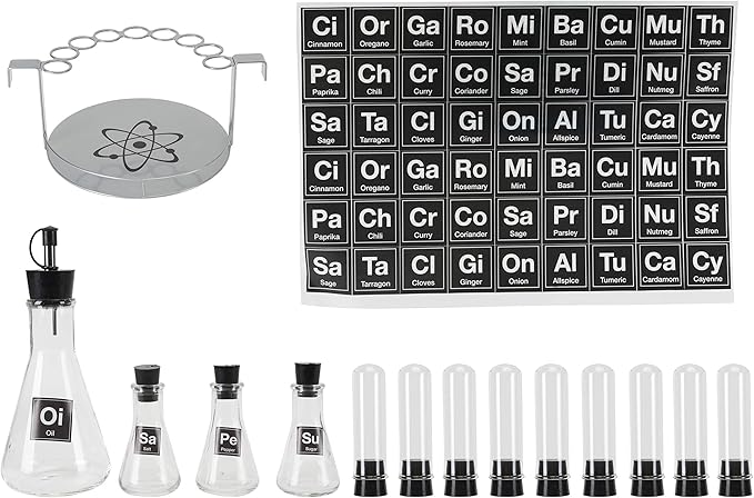 Wink Chemist's Spice Rack, 14 Piece Chemistry Spice Rack Set