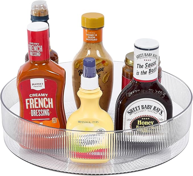 FreshKeeper Plastic Lazy Susan Organizer, Clear Pantry Lazy Susan Turntable for Cabinet and Kitchen 13’’
