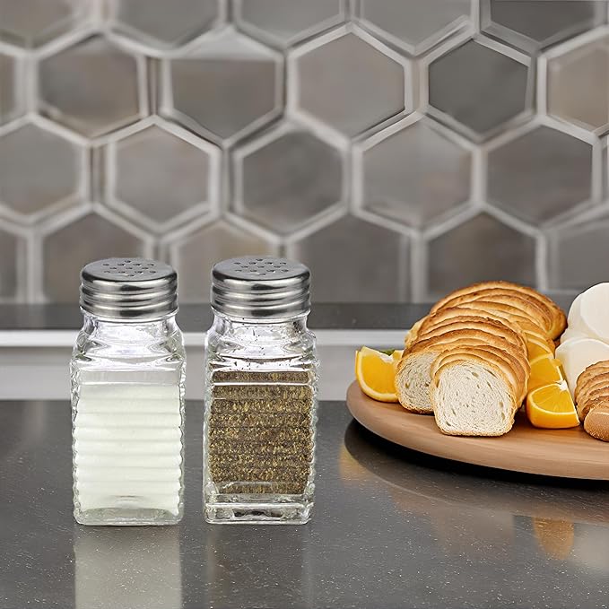 Salt and Pepper Glass Shakers Set Spice Jar (Modern)