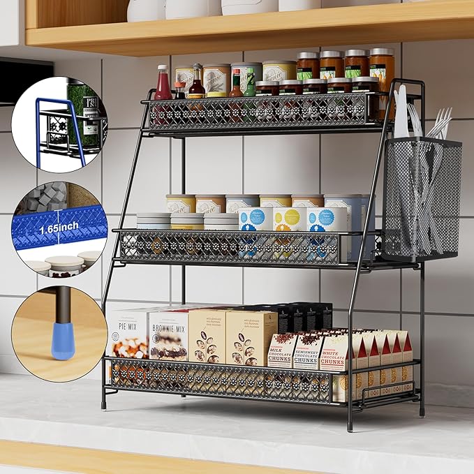 Spice Rack Organizer for Cabinet, Bathroom Organizer Countertop, Bathroom Counter Organizer Kitchen Countertop Organizer Bathroom Vanity Organizer
