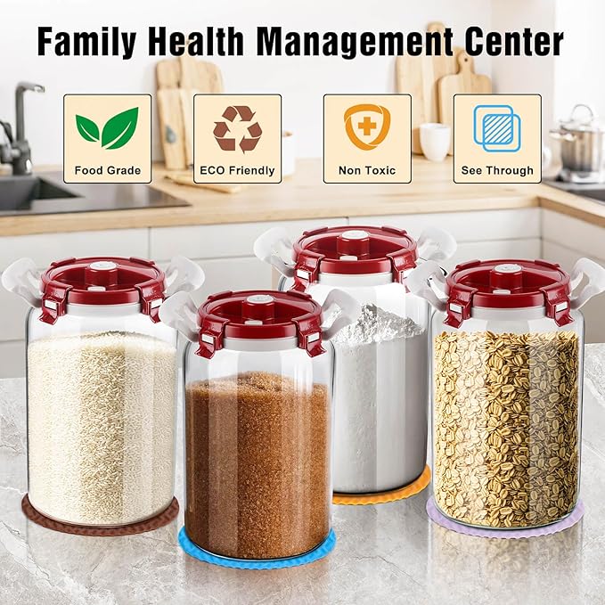 2.6Gallon/10L Glass Sugar Container with Lid - Airtight Food Storage Containers for Flour and Sugar, BPA-Free, Wide Mouth, Include Measuring Cup, Premium Kitchen Canisters for Pantry Organization