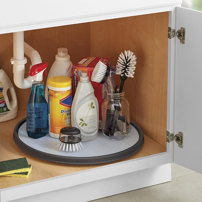Copco Non-Skid Pantry Cabinet Lazy Susan Turntable, 18-Inch, Charcoal/Light Gray