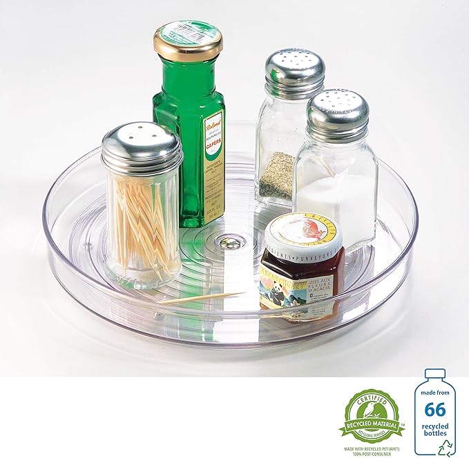 iDesign Linus Turntable, Kitchen Pantry or Countertop Organization, 9" Inch, Clear, 2 Count