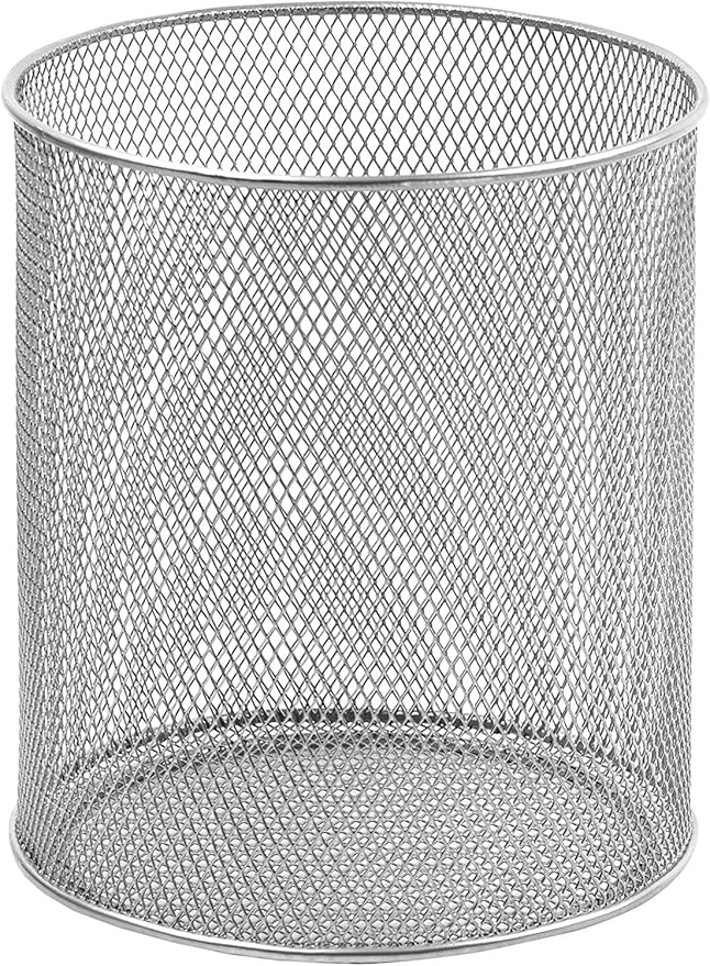 YBM Home Mesh Stainless Steel Kitchen Utensil Holder Keeps Cooking Tools & Silverware Organized and Accessible, Simple Round Cutlery Caddy Organizer for Counter, Kitchen, Table - Silver, 1 Unit 2375-1