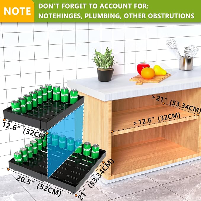Pull Out Cabinet Organizer 21" Deep Expandable Slide Out Drawer Organizers,No Drill Pull Out Drawers Adhesive with Nano Compatible Framed Cabinets Shelves for Kitchen Pantry Adjustable Width