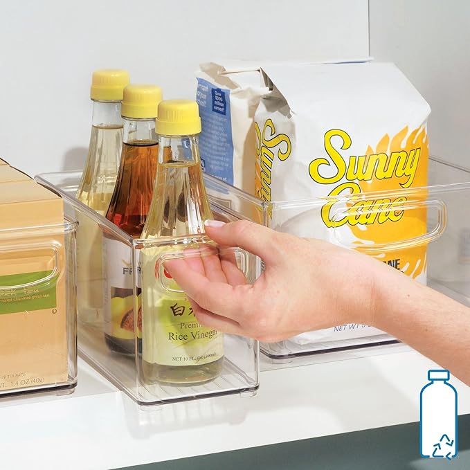 iDesign Pantry Bin with Handles for Kitchen, Fridge, or Freezer, Clear, Made in USA