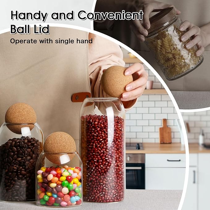 NUTRIUPS Storage Glass Jar Set Food Storage Tank With Wooden Lid 500 ML,800ML,1200ML