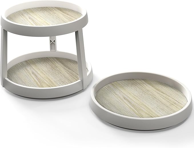 Simple Houseware 2 Tier Turntable Lazy Susan Multifunctional Organizer, Maple