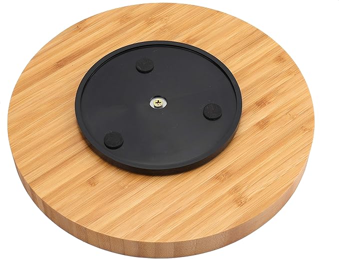 Fasmov 10 Inches Diameter Bamboo Lazy Susan Turntable, Spin Thicken Round Wood Tray Rotating Spice Rack for Kitchen Pantry Countertop Table