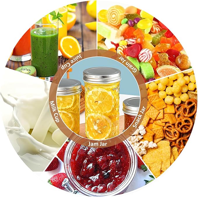 12 oz/350 ml Clear Glass Storage Canister with Airtight Lid, 4 Pack Cute Decorative Mason Container Jar for Salad, Overnight Oats, Snacks, Yogurt, Cereal, Fruit, Spice, Sugar, Coffee