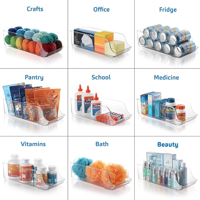 StorageBud Pantry Organization And Storage - Refrigerator Organizer Bins - Stackable Clear Fridge & Freezer Organizer Bins - Great Bins For Pantry, Storage, Organizer, Fridge, Freezer, & More