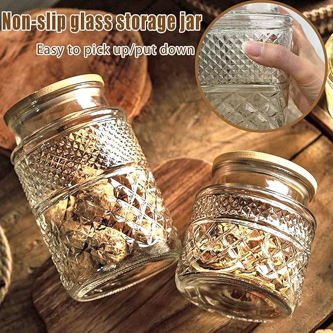 Vintage Glass Jar with Lid Spoon 38 OZ Round Thick Glass Storage Jars Airtight Lids Clear Decorative Canister Container for Food Candy Cookie Sugar Coffee Tea Nuts Snack Dog Treat Vase