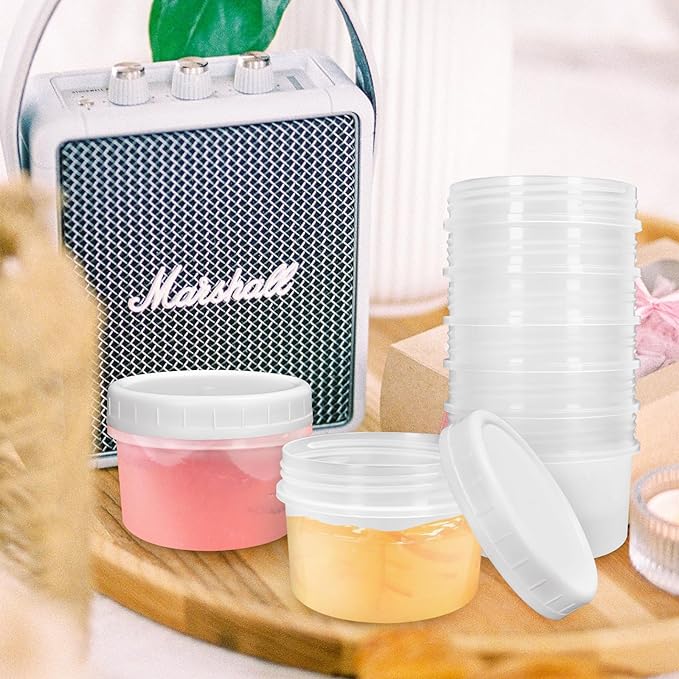 10 Pack 4oz Reusable Small Plastic Containers with Screw Lids, Stackable Food Storage Jars, Sauce Condiment Jars Lunch Box Accessories