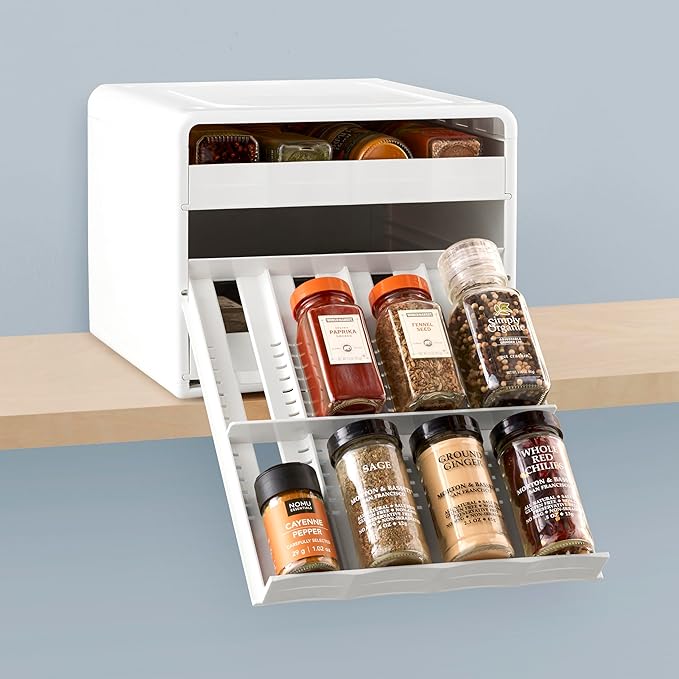 YouCopia SpiceStack Adjustable Spice Rack Organizer, Pull-Down 24-Bottle Seasonings and Spices Holder for Kitchen Cabinet and Pantry Organization with 104 Included Labels