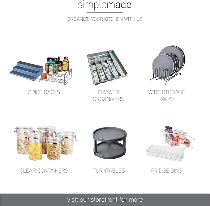 SIMPLEMADE Clear Refrigerator Organizer Bins - Clear Bins for Fridge, Containers for Fridge and Freezer, Multipurpose Storage for Kitchen, Office, Bathroom, Pack of 4 (8" x 12")