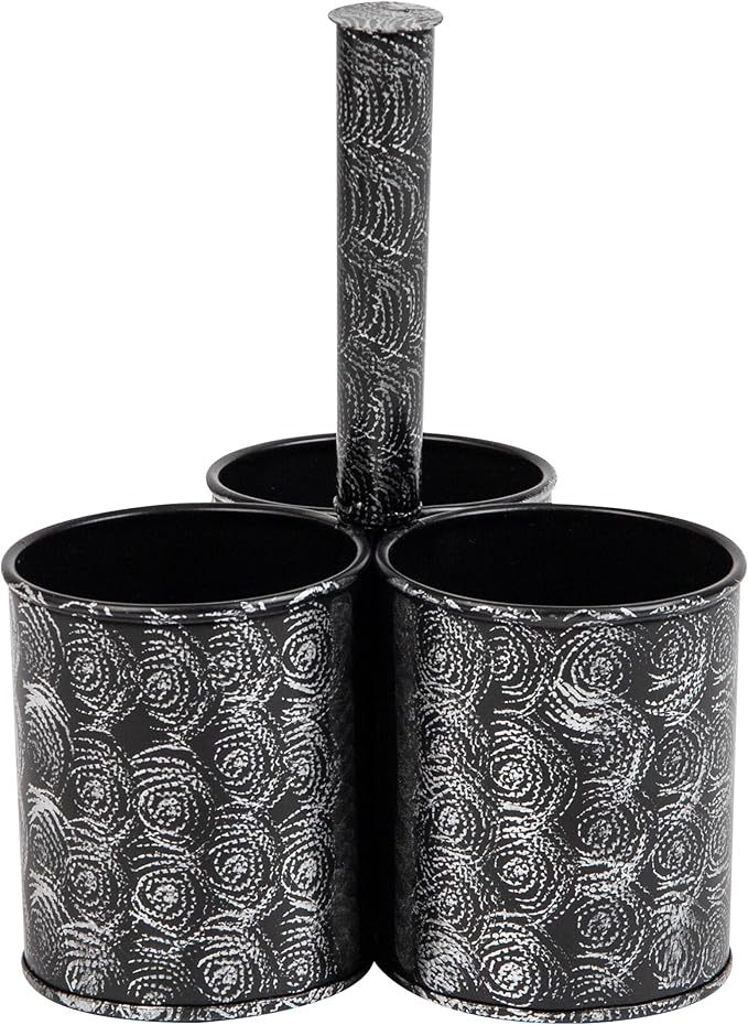 Mind Reader Utensil Holder, Silverware Organizer, Caddy, Cutlery Holder, Galvanized Metal, 7" L x 7" W x 9.5" H, Silver