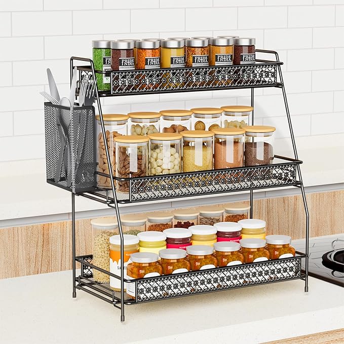 Spice Rack Organizer for Cabinet, Bathroom Organizer Countertop, Bathroom Counter Organizer Kitchen Countertop Organizer Bathroom Vanity Organizer