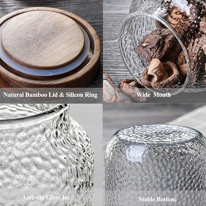 Glass Coffee Jars With Lids 51 oz Clear Jar With Wood Lid Decorative Glass Storage Jars Container Canister for Food Sugar Coffee Bean Candy Cookie 1500ml