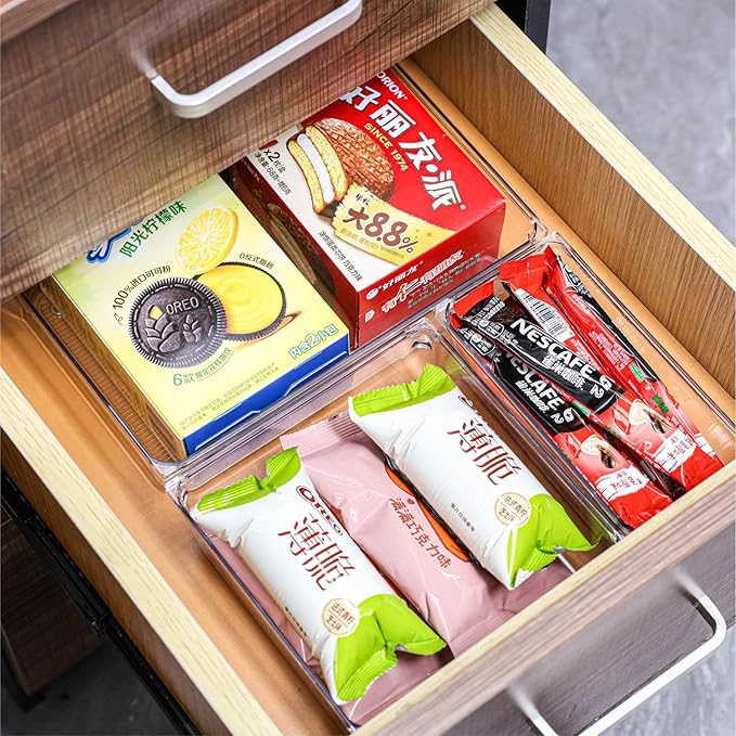 25 Pcs Clear Plastic Drawer Organizer Set,4 Sizes Small Organizer Bins for Bathroom,Office,Kitchen Cabinet and Vanity Organizers for Jewelry,Cosmetic,Gadgets Utensil In Drawer Organizer Trays