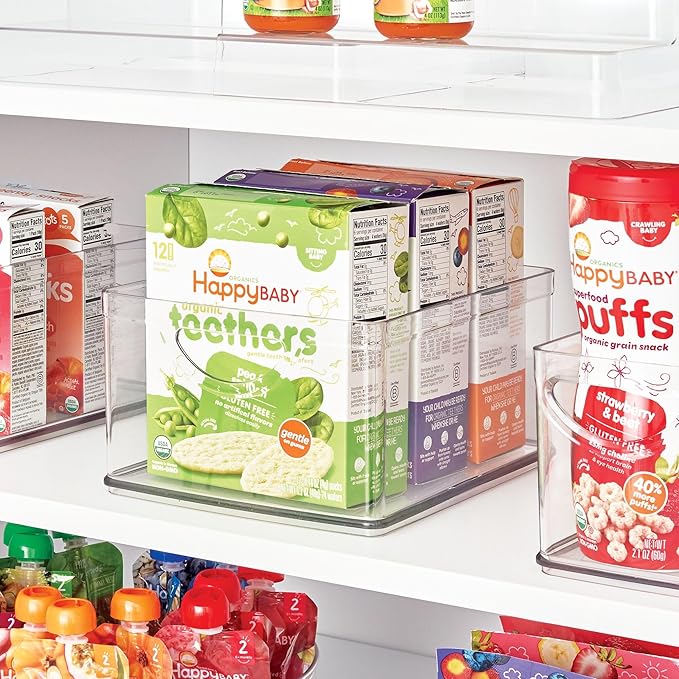 iDesign Pantry Storage Bins with Handles for Cabinets or Fridge - Set of 4 - Clear - Made in USA