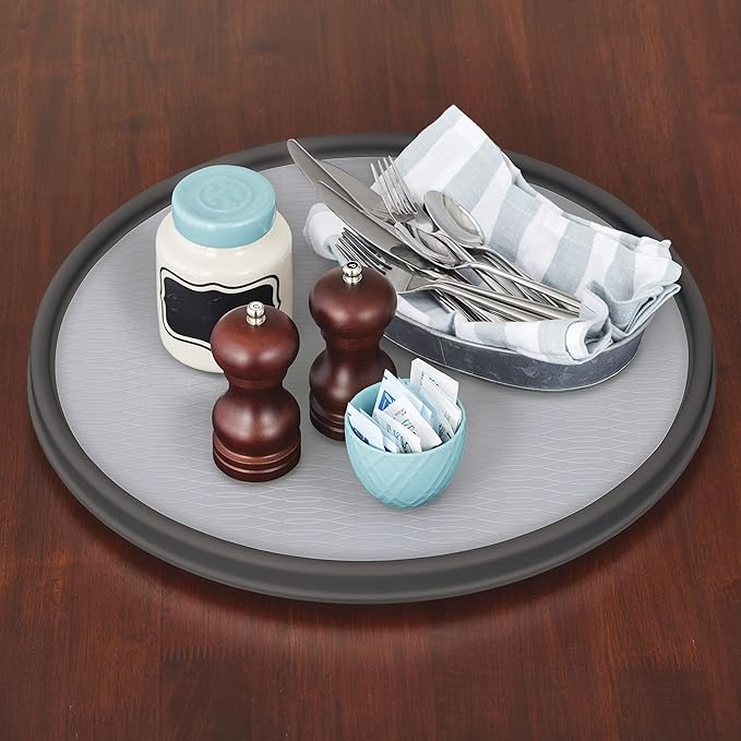 Copco Non-Skid Pantry Cabinet Lazy Susan Turntable, 18-Inch, Charcoal/Light Gray