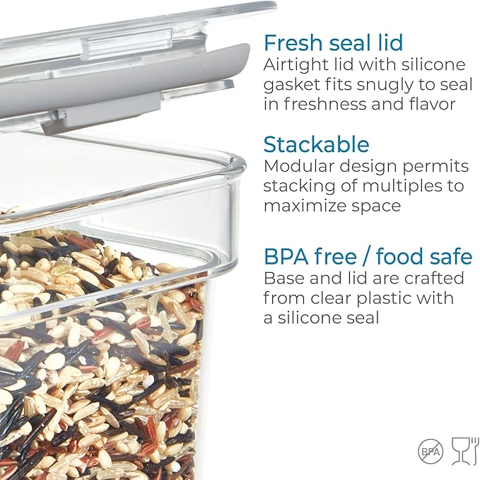 iDesign Small Food Storage Bin with Airtight Lid for Kitchen or Pantry Storage - Set of 4 - Clear