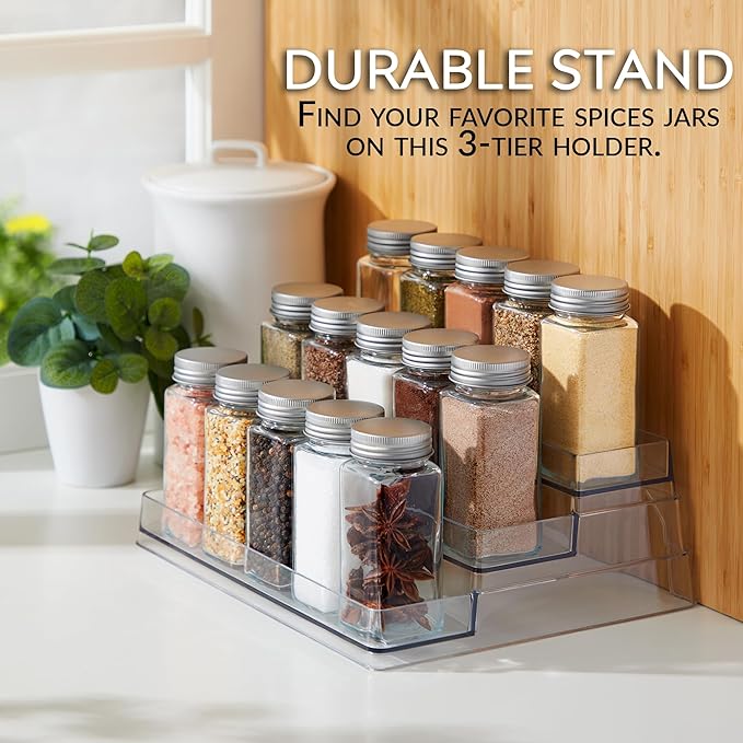 3-Tier Spice Rack Organizer Clear Storage Shelf for Kitchen, Bathroom, Bedroom & Office, Home Storage and Organization