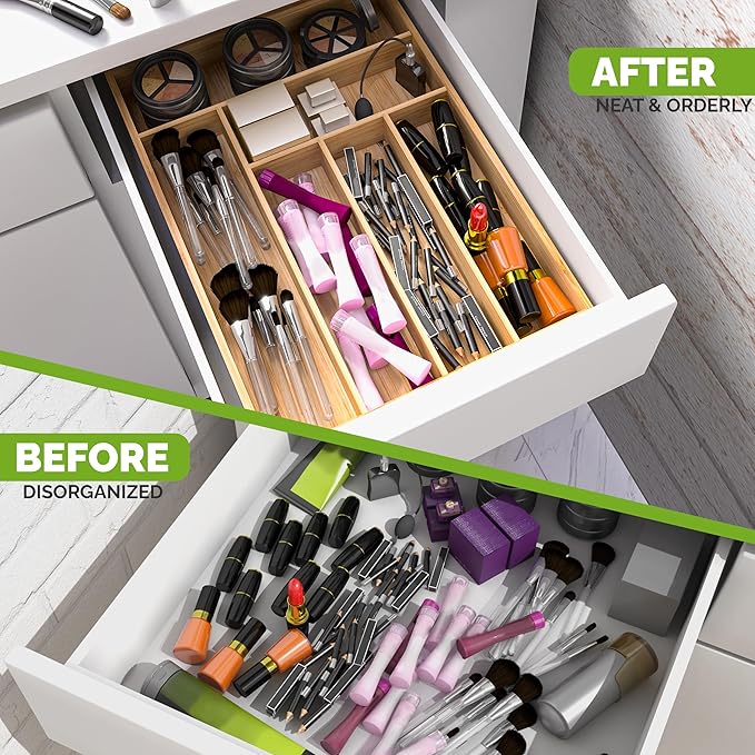 Utopia Kitchen Silverware Organizer, Bamboo Utensil Drawer Organizer for Cutlery, Utensils & Flatware (6 Compartment, Natural) Pack of 1