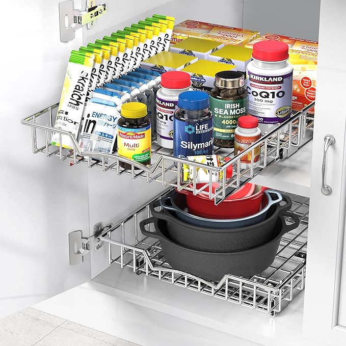 Simple Houseware Under Cabinet Pull Out Sliding Shelf Drawer Organizer, 21" D x 14" W