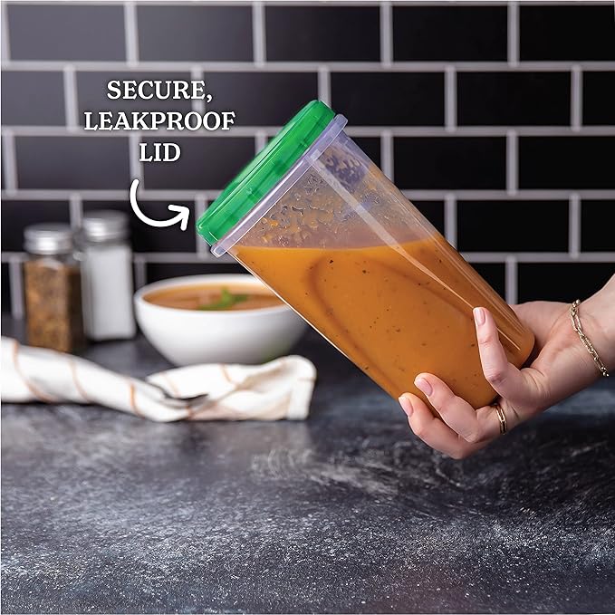 PLASTICPRO 48 Ounce Twist Top Deli Containers Clear bottom With Green Top Twist on Lids Reusable, Stackable, Food Storage Freezer Container Pack of 4