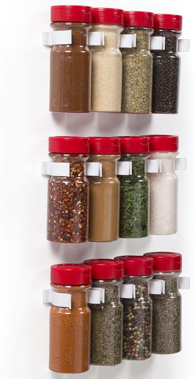 Good Cooking Magnetic Spice Rack Gripper Clips- Set of 4 Universal Spice Jar Clips - Easily Organize and Reorganize Dispensers- No Screws Needed