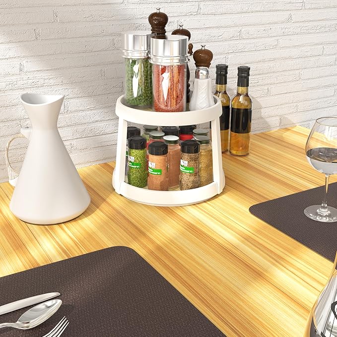 Simple Houseware 2 Tier Turntable Lazy Susan Multifunctional Organizer, Oak
