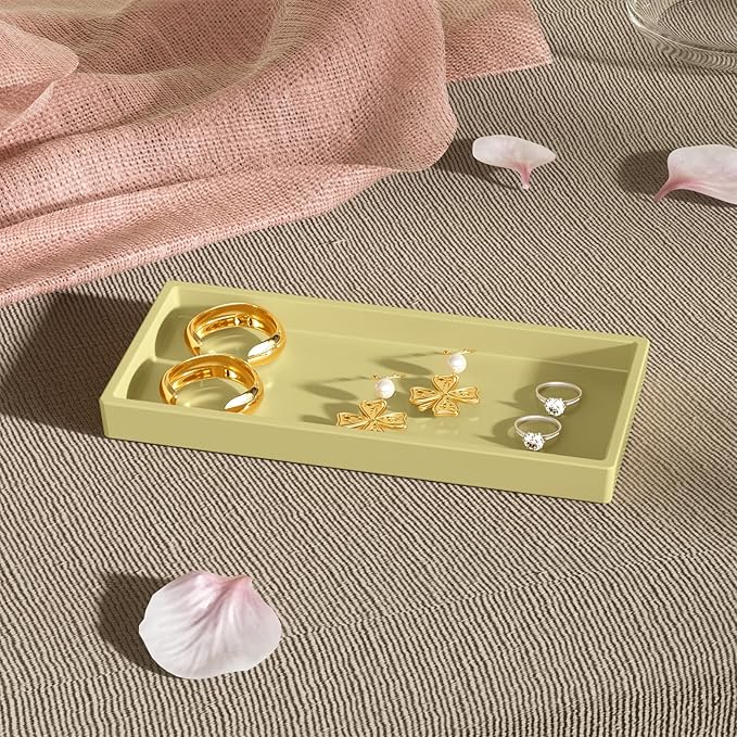 Vanity and Bathroom Tray, 6.3" ABS Countertop Organizer,Waterproof Vanity Tray for Toilet Tank,Perfume,Soap,Keys,Bathroom Accessories,Kitchen and Bath Trays,Non Slip Small Trays,Gold
