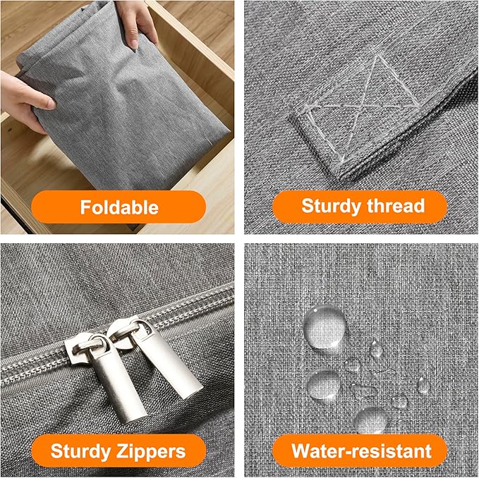 2 Pack 105L Comforter Storage Bags, Extra Large Bedding Storage Bags with Clear Window, Reinforced Handles & Zippers, Foldable Closet Organizers for Blanket Pillow Clothes