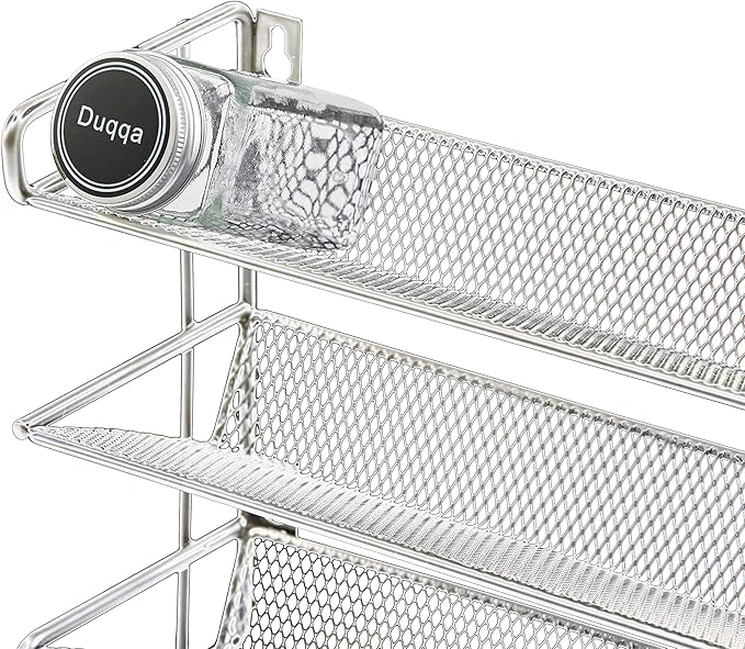GONGSHI 3 Tier Spice Rack Organizer with 21 Empty Spice Jars, 386 Spice Labels, pen and Funnel Set for Countertop Cabinet Pantry or Wall Door Mount - Chrome