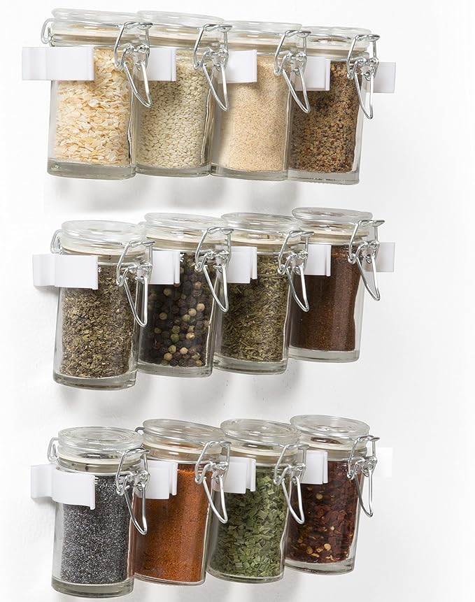 Good Cooking Magnetic Spice Rack Gripper Clips- Set of 4 Universal Spice Jar Clips - Easily Organize and Reorganize Dispensers- No Screws Needed