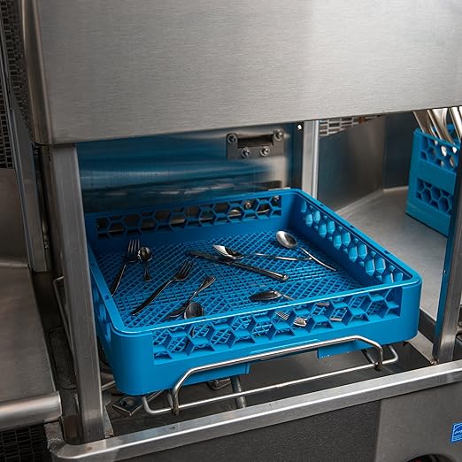 Carlisle FoodService Products Opticlean Flatware Rack Dishwashing Tray for Kitchens and Restaurants, Plastic, 18.25 Inches, Blue