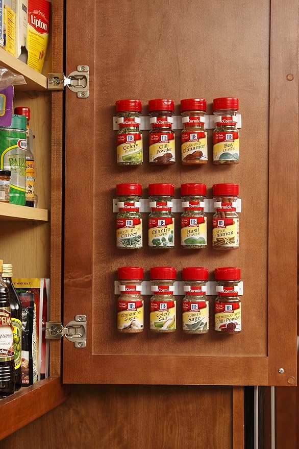 Bellemain Spice Gripper Clip Strips for Plastic Jars - Set of 3, Holds 12 Jars