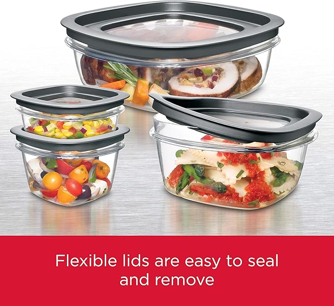 Rubbermaid Premier Food Storage Container, 10 Piece Set, Grey, BPA-Free, Microwave & Dishwasher Safe