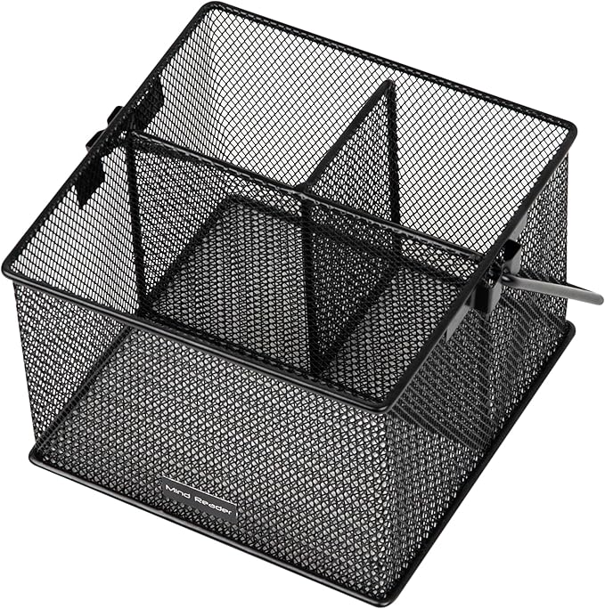 Mind Reader Utensil Holder, Silverware Organizer, Caddy, Kitchen, Metal Mesh, 7"L x 7"W x 5"H, Set of 2, Black