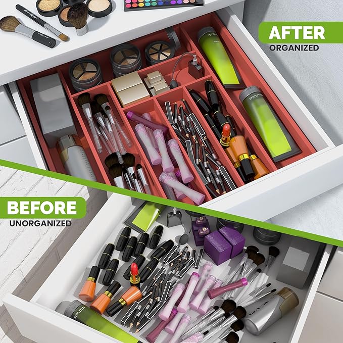 Utopia Kitchen Silverware Organizer, Expandable Bamboo Utensil Drawer Organizer, Kitchen Drawer Organizer, Silverware Organizer for Cutlery, Utensils, Flatware Holder (6-8 Slots, Coral) Pack of 1