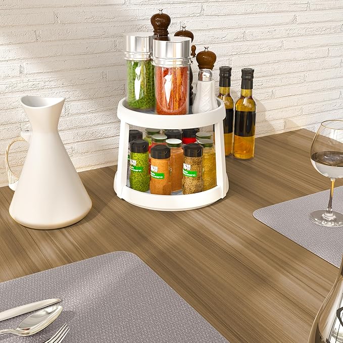 Simple Houseware 2-Tier 10-Inch Turntable Lazy Susan Spice Organizer, White/Gray