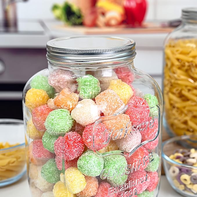 Hyperspace Large Capacity Mason Jar, 1 Gallon Wide Mouth Glass Cookie Jar, Food Container with Screw-on Metal Lid (6PCS, Whole Case)