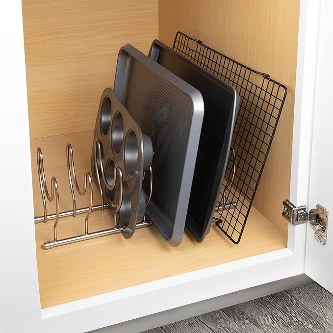 Spectrum Diversified Euro Lid Organizer, Plate Rack, Lid Holder, Rounded, Satin Nickel