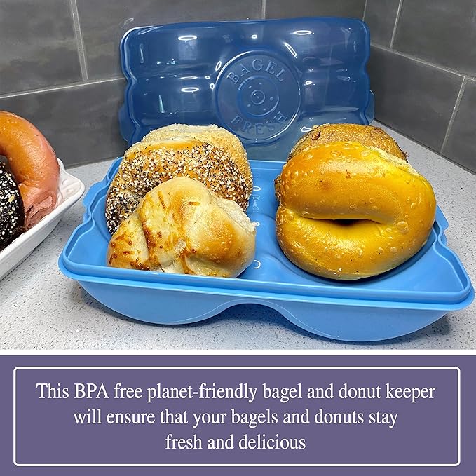 Touch Up Cup Bagel Fresh, Donut and Muffin Holder Container Storage Keeper Saver, Airtight and Reusable, BPA-Free, Holds 6 Bagels, 6 Donuts and 6 Muffins, As Seen On Shark Tank Products
