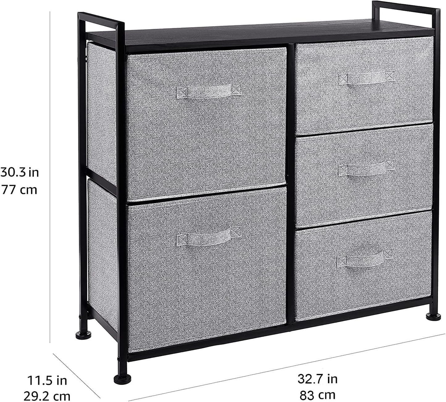 Amazon Basics Closet Organizer Drawers with 5-Fabric Storage Units, Black